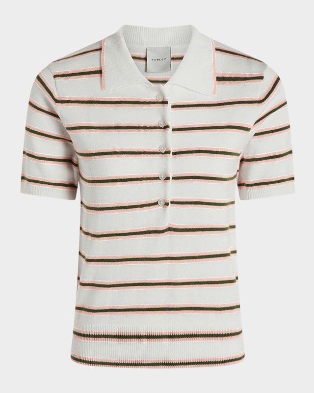 Faustine Striped Fine-Knit Polo